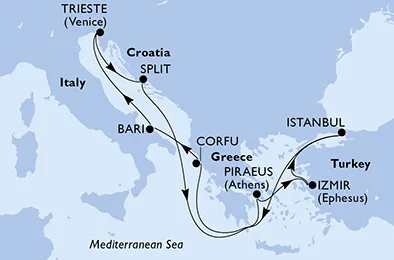 MSC Splendida ile İstanbul Çıkışlı Doğu Akdeniz MSC Splendida ile İstanbul Çıkışlı Doğu Akdeniz